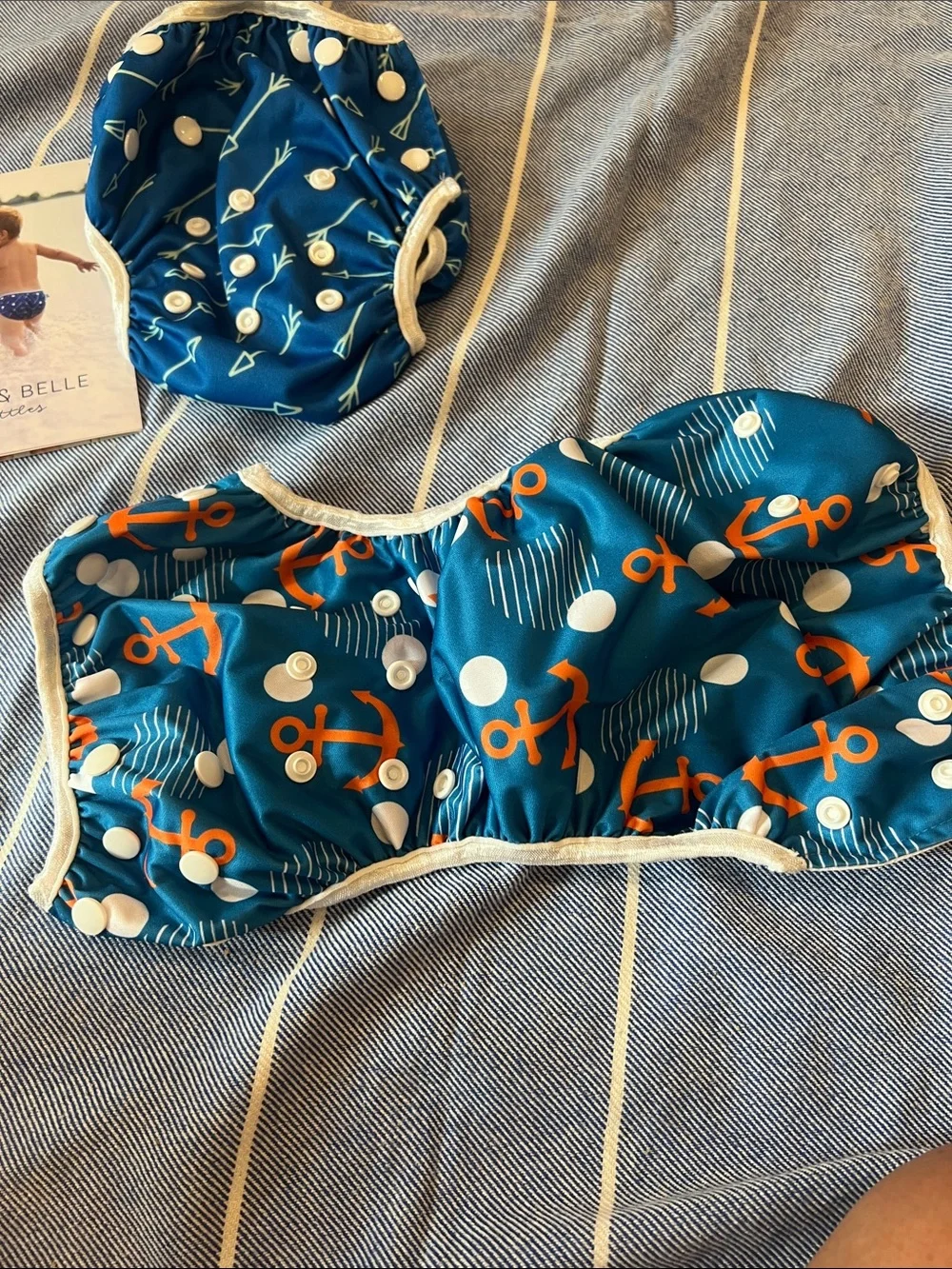 Reusable Swim Diaper - Blue Anchor Print and blue arrow